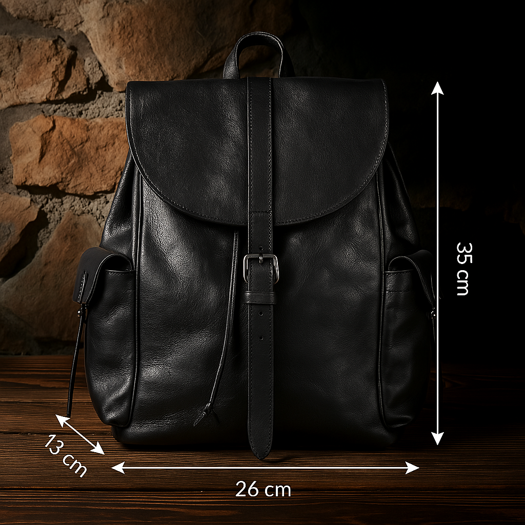 Petit Sac à Dos en Cuir Noir | BODO