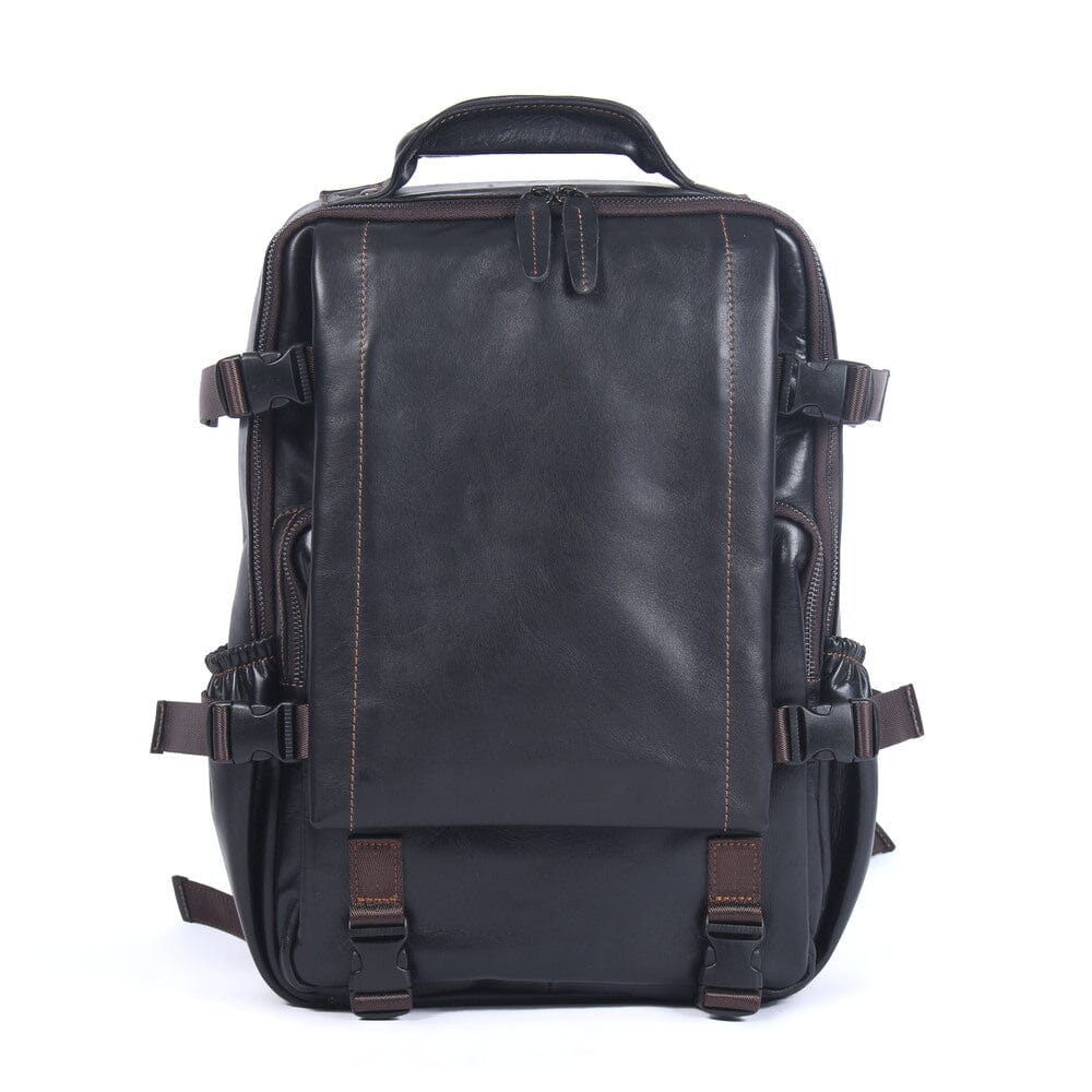 Sac à Dos en Cuir Noir pour Homme | ISAAC