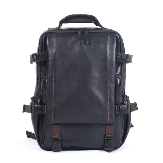 Sac à Dos en Cuir Noir pour Homme | ISAAC