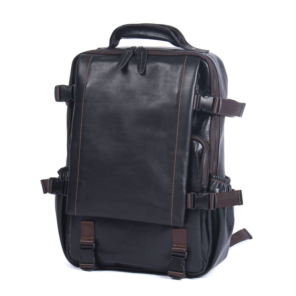 Sac à Dos en Cuir Noir pour Homme | ISAAC