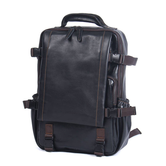 Sac à Dos en Cuir Noir pour Homme | ISAAC