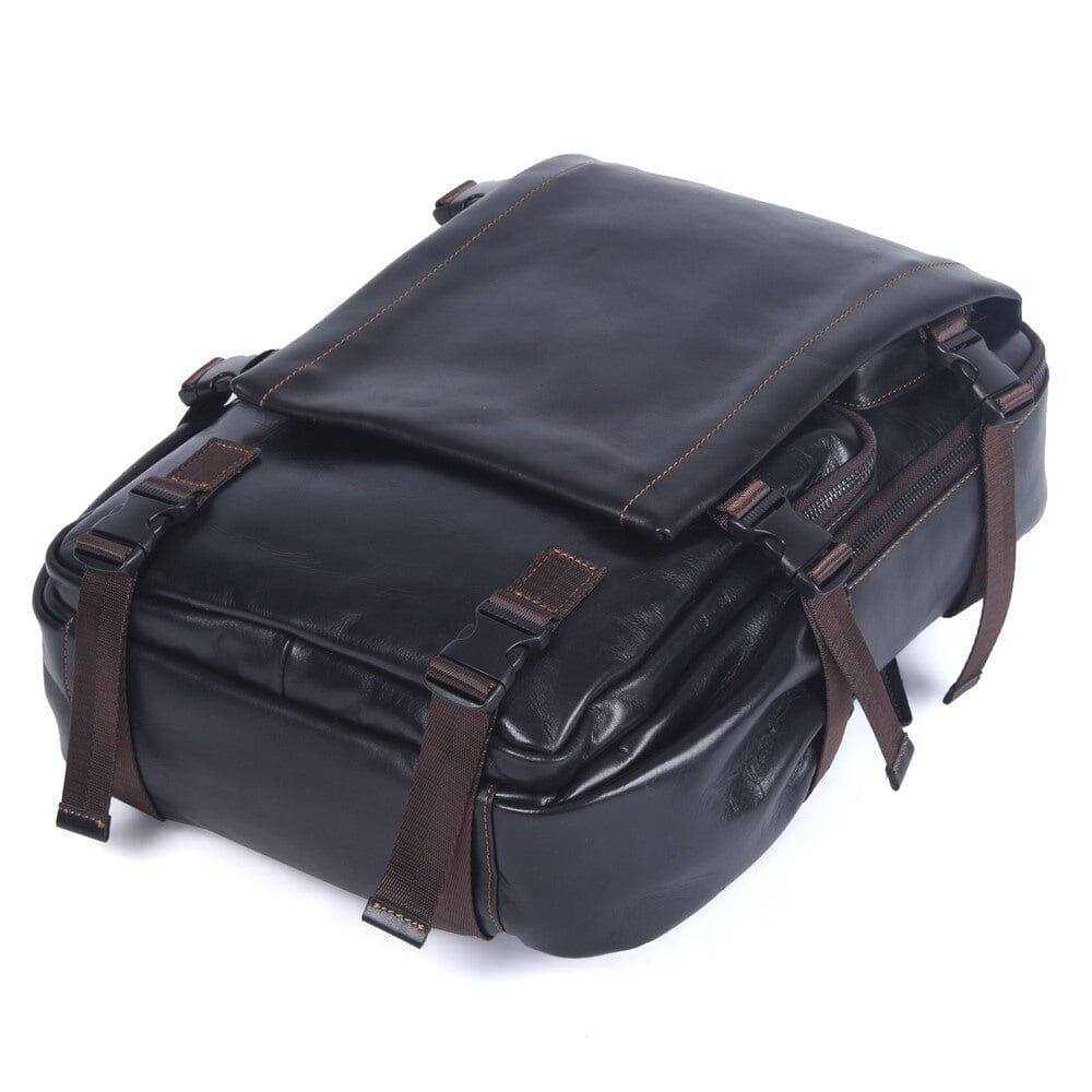 Sac à Dos en Cuir Noir pour Homme | ISAAC