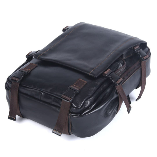 Sac à Dos en Cuir Noir pour Homme | ISAAC
