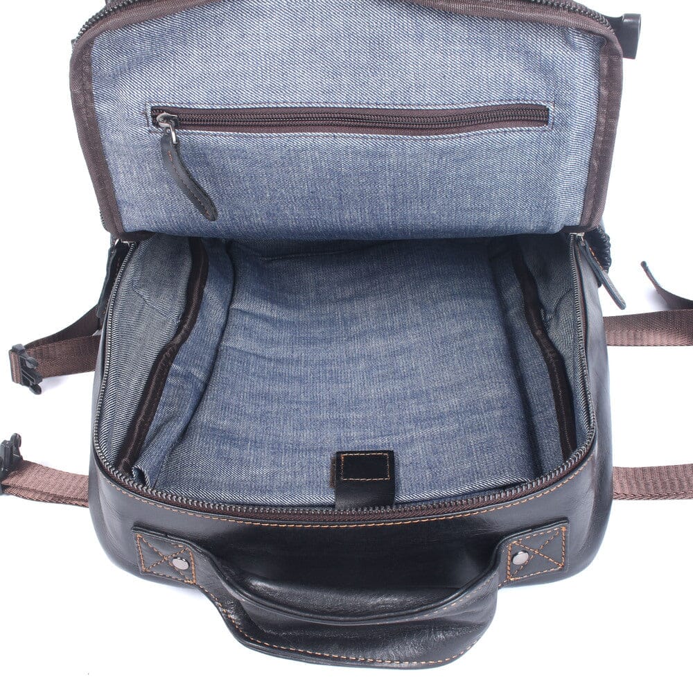 Sac à Dos en Cuir Noir pour Homme | ISAAC
