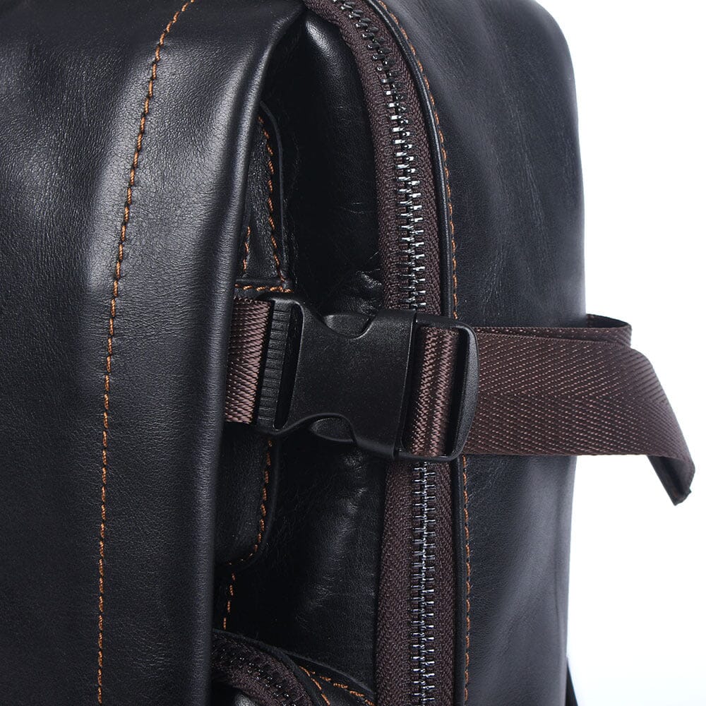 Sac à Dos en Cuir Noir pour Homme | ISAAC