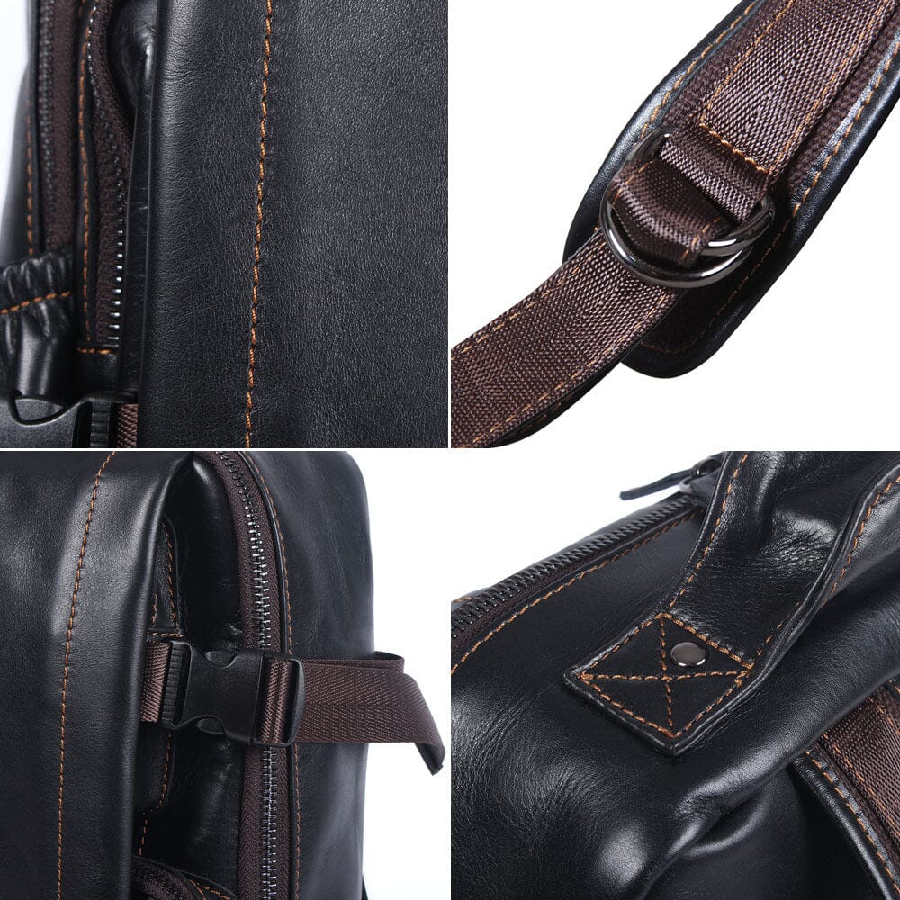 Sac à Dos en Cuir Noir pour Homme | ISAAC