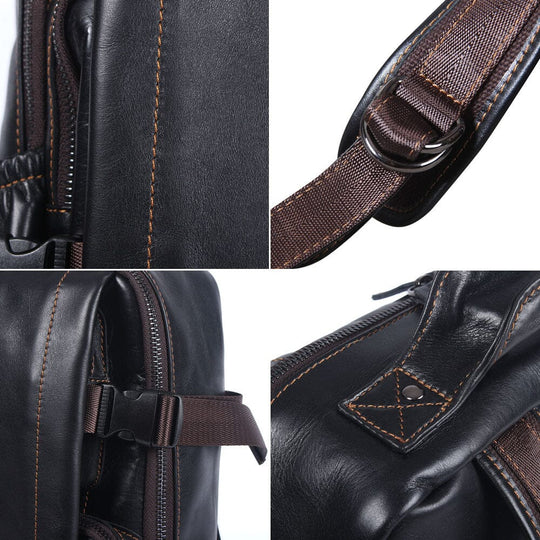 Sac à Dos en Cuir Noir pour Homme | ISAAC