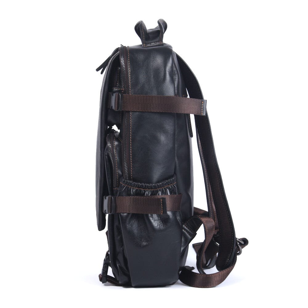 Sac à Dos en Cuir Noir pour Homme | ISAAC