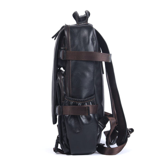 Sac à Dos en Cuir Noir pour Homme | ISAAC