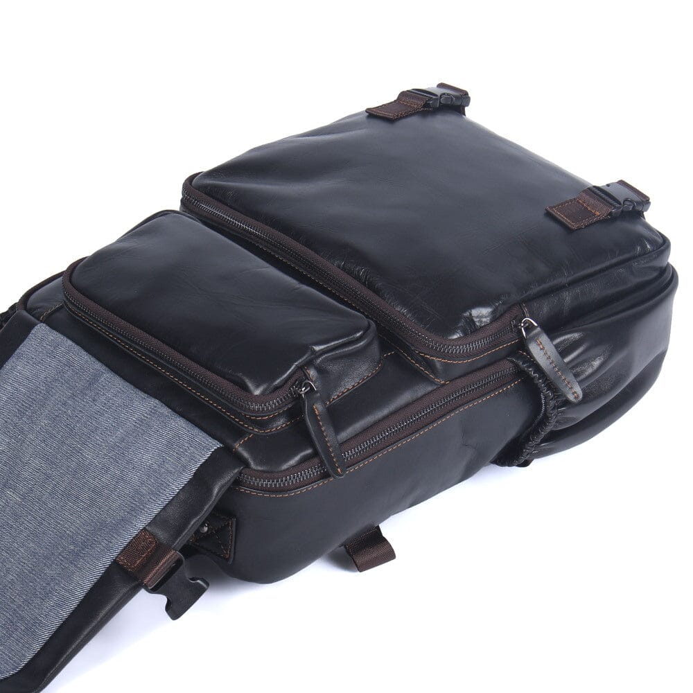 Sac à Dos en Cuir Noir pour Homme | ISAAC