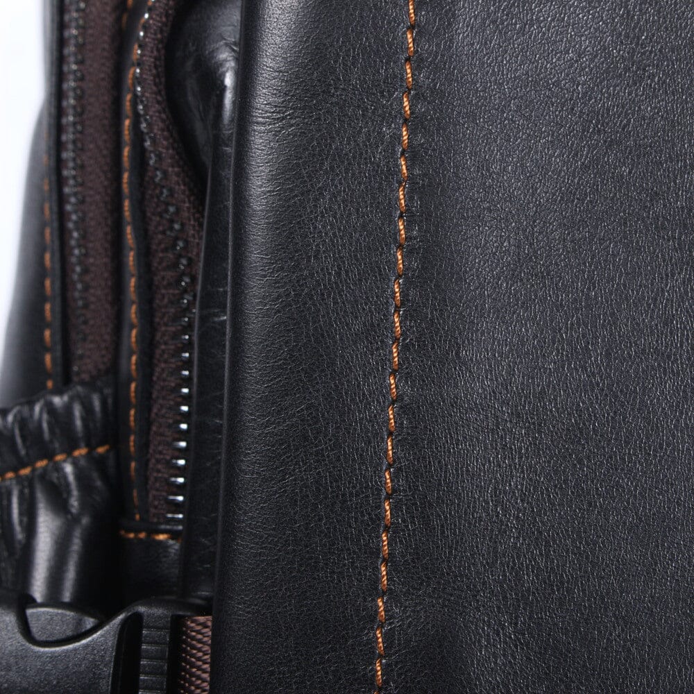 Sac à Dos en Cuir Noir pour Homme | ISAAC