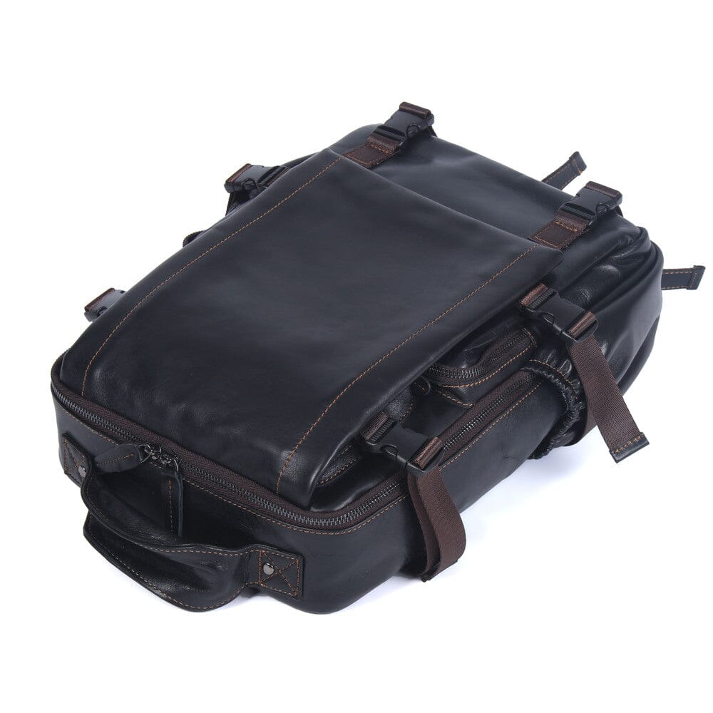 Sac à Dos en Cuir Noir pour Homme | ISAAC