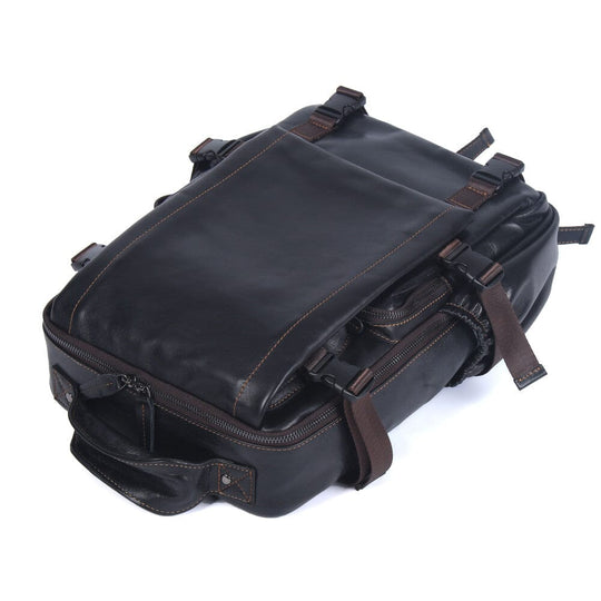 Sac à Dos en Cuir Noir pour Homme | ISAAC