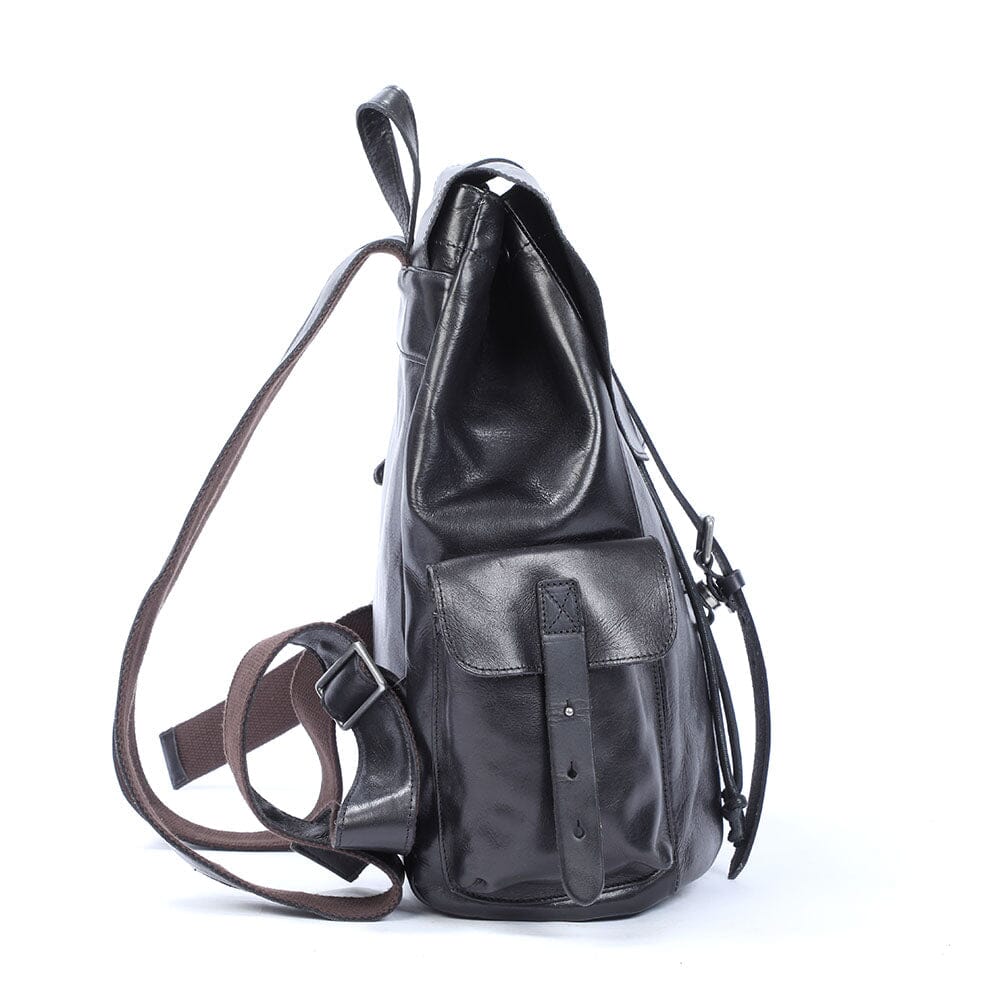Petit Sac à Dos en Cuir Noir | BODO